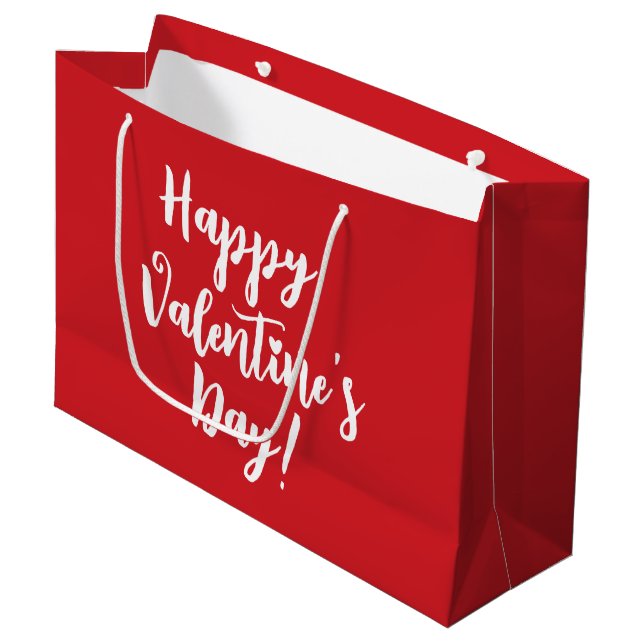 Happy Valentine's Day roten modernen Drehbuchtypog Große Geschenktüte (Vorderseite Schrägansicht)