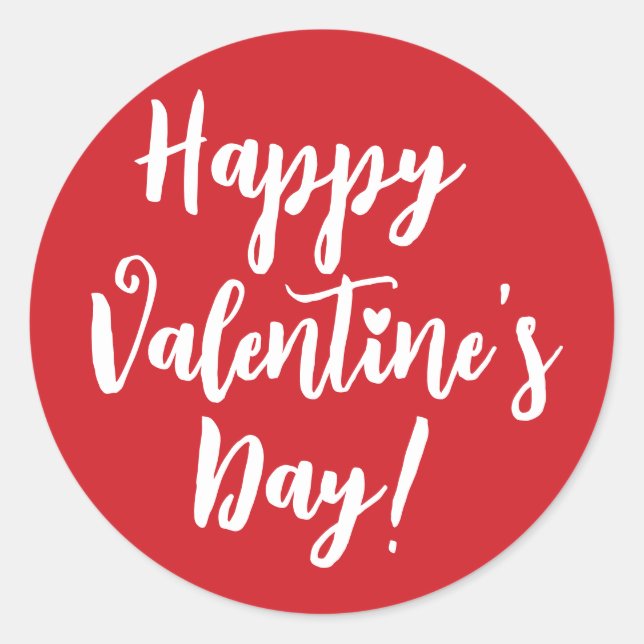 Happy Valentine's Day roten modernen Drehbuchtypog Runder Aufkleber (Vorderseite)