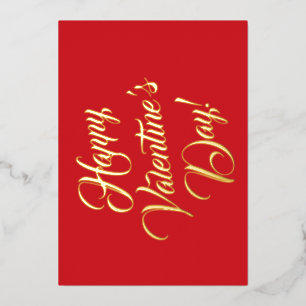Happy Valentine's Day rotes, elegantes Drehbuch Folien Feiertagskarte