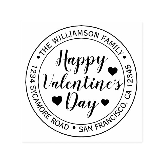 Happy Valentine's Day Round Rücksendeadresse Permastempel (Design)