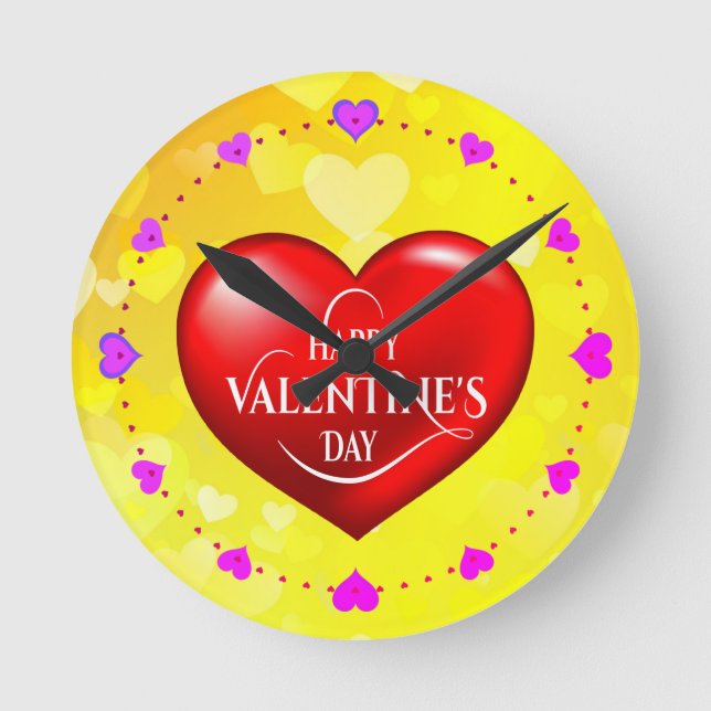 Happy Valentine's day! Runde Wanduhr (Vorderseite)