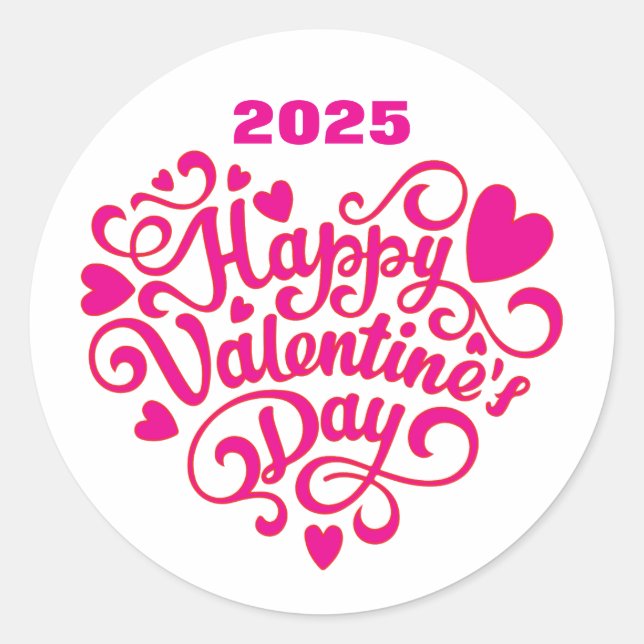 Happy Valentine's Day Runder Aufkleber (Vorderseite)
