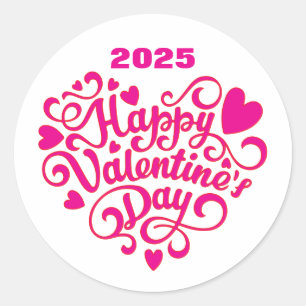 Happy Valentine's Day Runder Aufkleber