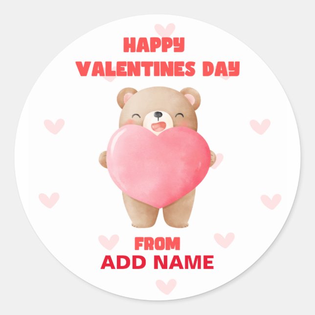 Happy Valentines Day Runder Aufkleber (Vorderseite)