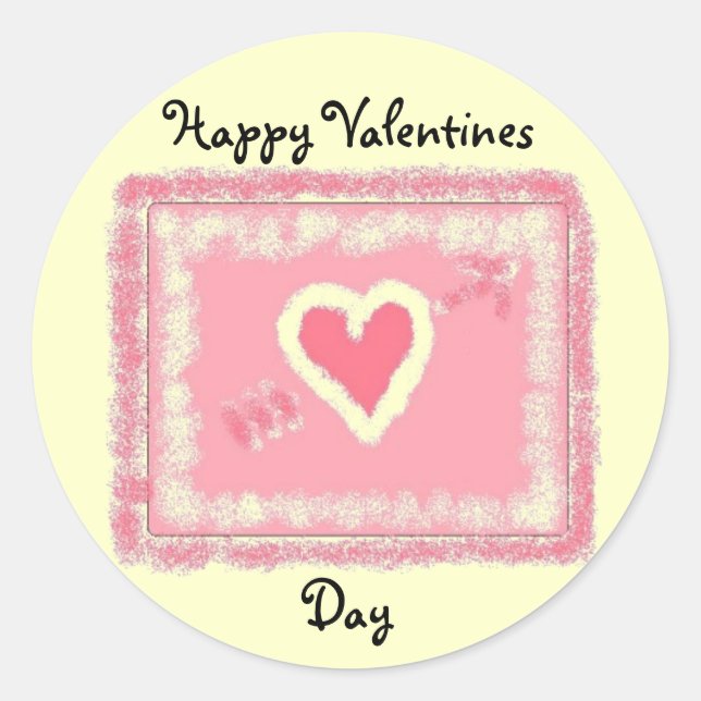 Happy Valentines Day Runder Aufkleber (Vorderseite)