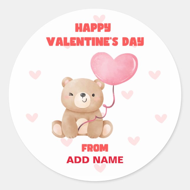 Happy Valentines Day Runder Aufkleber (Vorderseite)