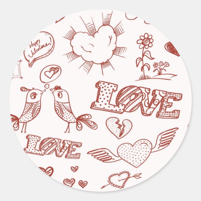 Happy Valentine's Day Runder Aufkleber (Vorderseite)