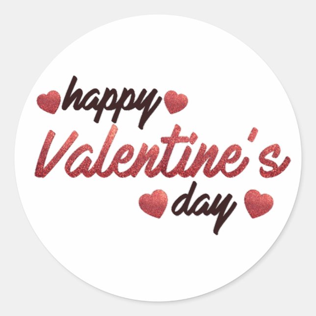 Happy Valentine's Day Runder Aufkleber (Vorderseite)