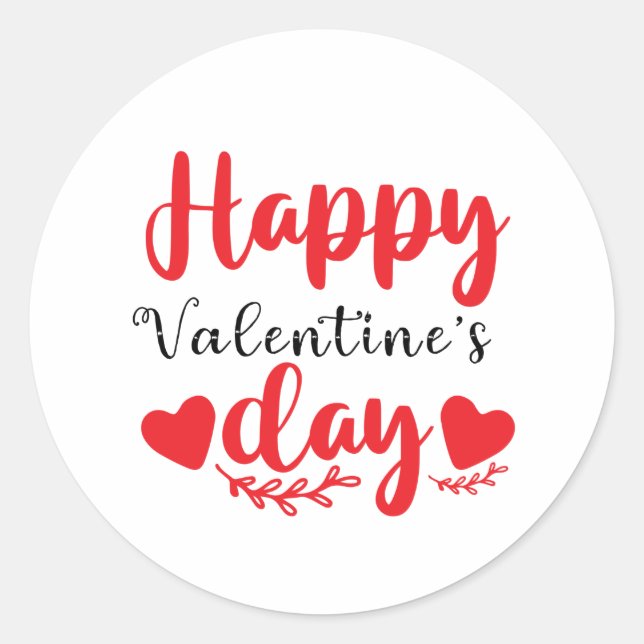 Happy Valentine's Day Runder Aufkleber (Vorderseite)