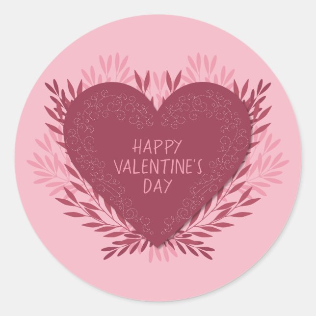 Happy Valentine's Day Runder Aufkleber (Vorderseite)