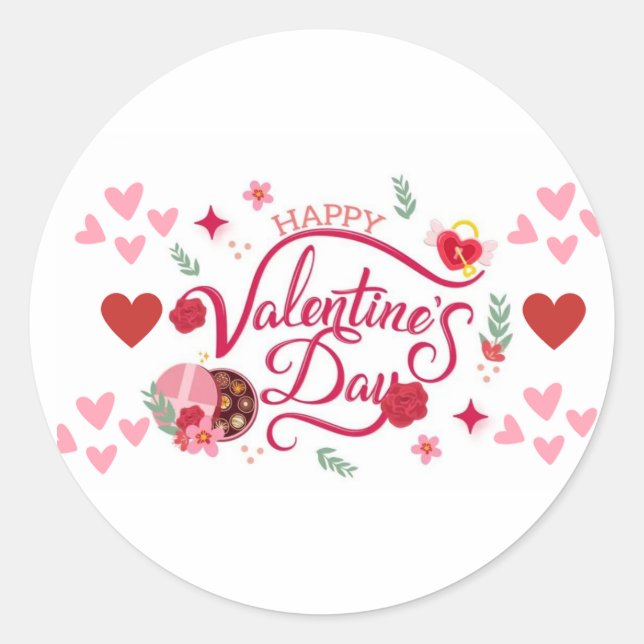 Happy Valentine's Day Runder Aufkleber (Vorderseite)