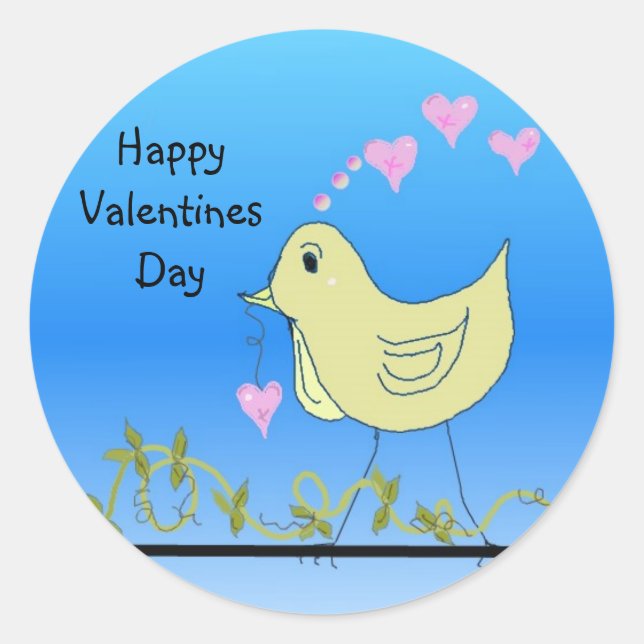 Happy Valentines Day Runder Aufkleber (Vorderseite)