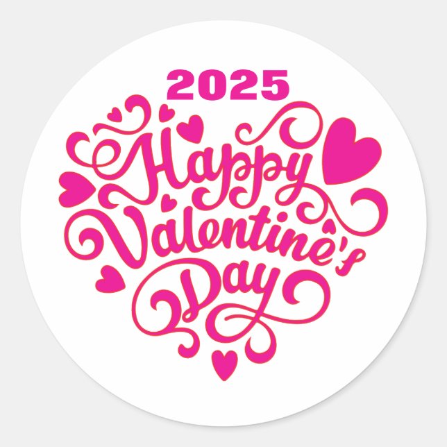 Happy Valentine's Day Runder Aufkleber (Vorderseite)