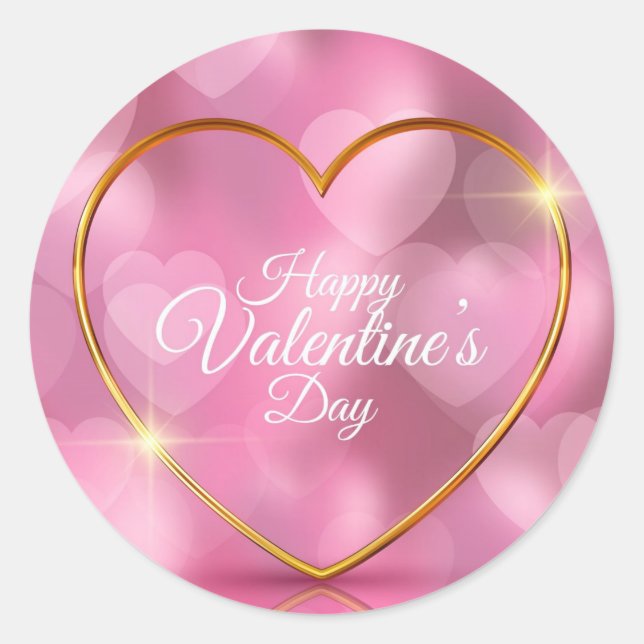 Happy Valentine's Day Runder Aufkleber (Vorderseite)