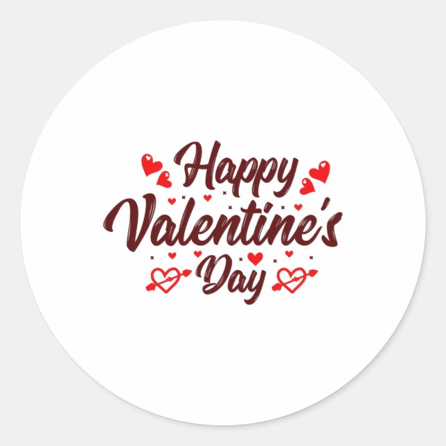 Happy Valentine's Day Runder Aufkleber (Vorderseite)