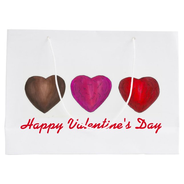 Happy Valentine's Day Schokolade Herz Geschenktasc Große Geschenktüte (Rückseite)