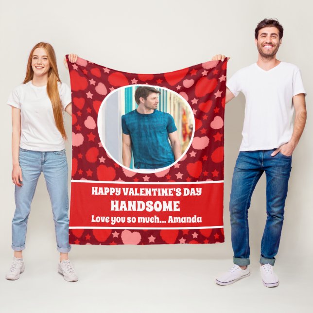 Happy Valentine's Day Schönes Personalisiertes Fot Fleecedecke (Beispiel)