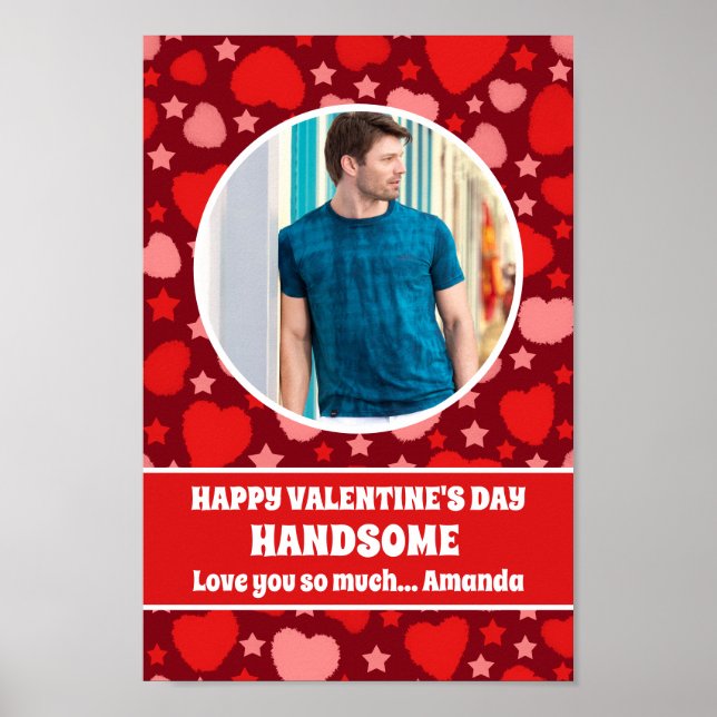 Happy Valentine's Day Schönes Personalisiertes Fot Poster (Vorne)