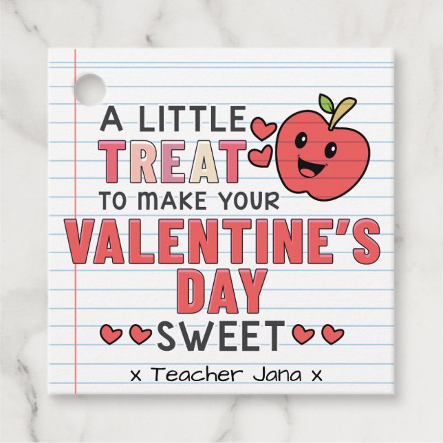 Happy Valentine's Day School Sweet Leckerei Geschenkanhänger (Vorderseite)
