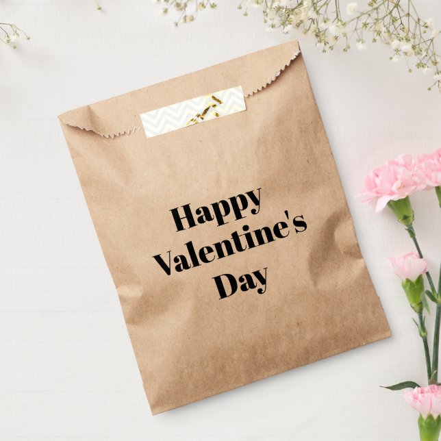 Happy Valentine's Day schwarze moderne Typografie Geschenktütchen (Versiegelt)