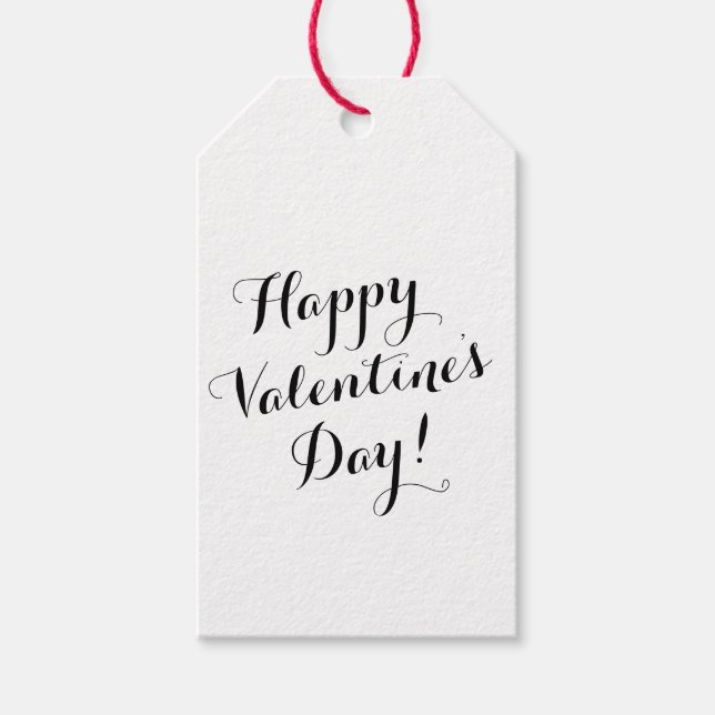 Happy Valentine's Day schwarze Skriptkalligrafie Geschenkanhänger (Vorderseite)