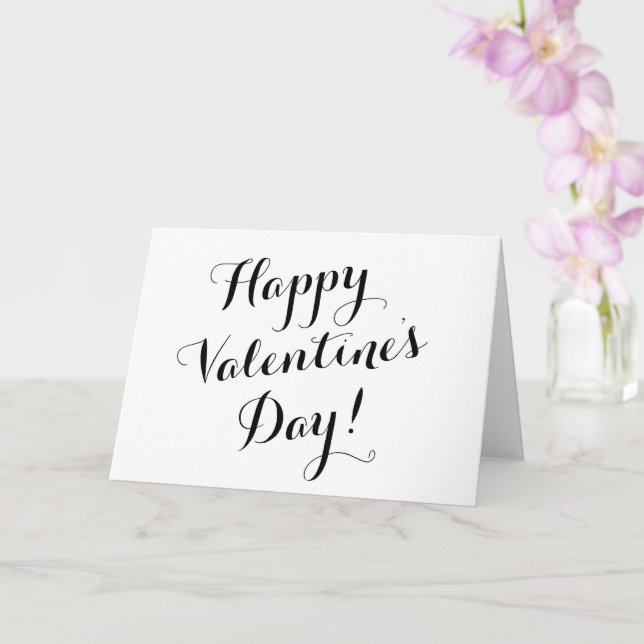 Happy Valentine's Day schwarze Skriptkalligrafie Karte (Orchidee)