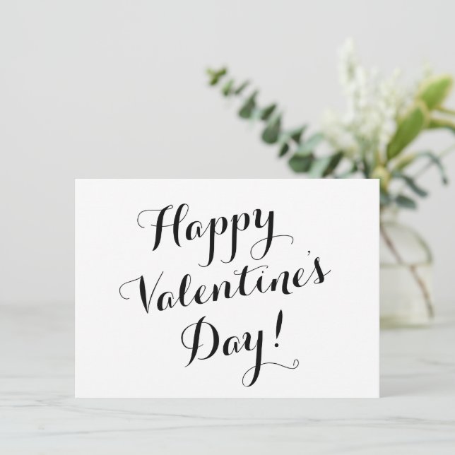 Happy Valentine's Day schwarze Skriptkalligrafie Karte (Stehend Vorderseite)