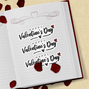 Happy Valentine's Day Scribbled Red Heart Script Aufkleber