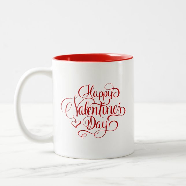 Happy Valentines Day Script Letted Coffee Tasse (Links)
