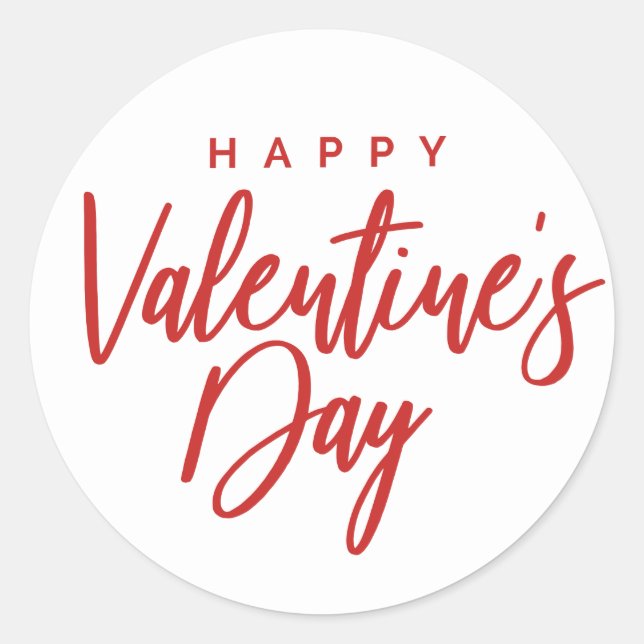 Happy Valentine's Day Script Runder Aufkleber (Vorderseite)
