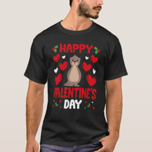 Happy Valentines Day Sea Otter Heart Liebe Tier T-Shirt