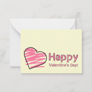 Happy Valentine's Day Set von 100 rosa Crayon Card Mitteilungskarte