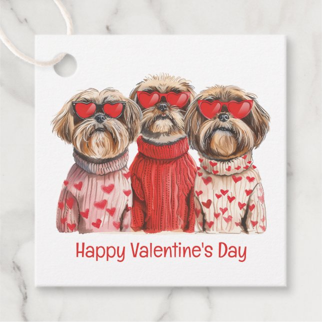 Happy Valentines Day Shih Tzu Dogs Geschenkanhänger (Vorderseite)