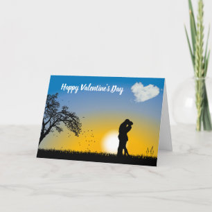 Happy Valentine's Day Silhouette Paar Feiertagskarte
