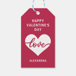 Happy Valentine's Day simple magenta Herz Liebe Geschenkanhänger