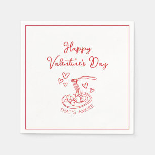 Happy Valentine's Day Simple That's Amore Red Serviette
