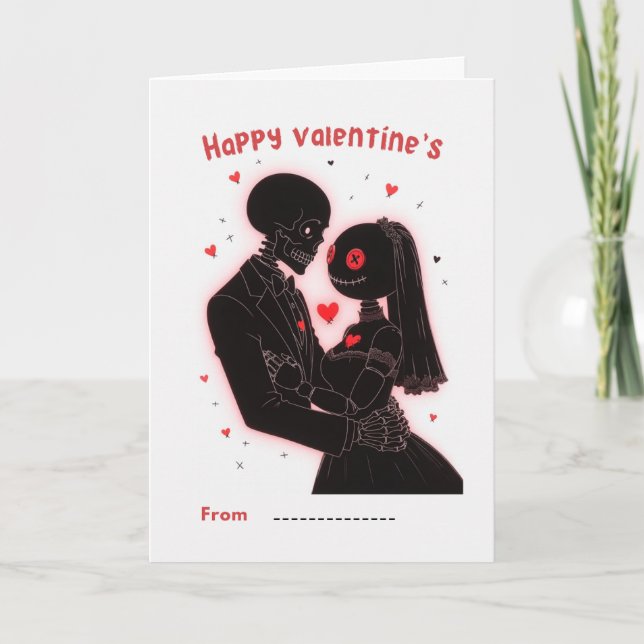 Happy Valentine's Day Skeleton Couple Card Karte (Vorderseite)
