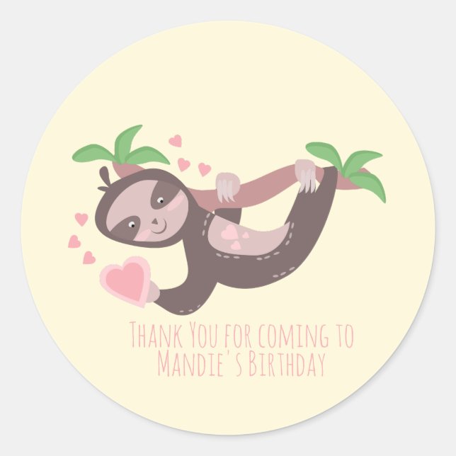 Happy Valentine's Day Sloth Herzenslust zum Geburt Runder Aufkleber (Vorderseite)