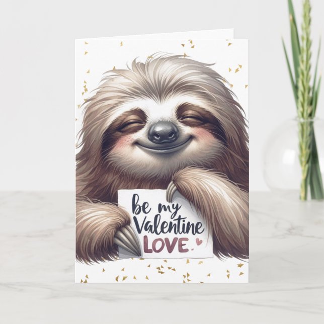 Happy Valentine's Day Sloth Karte (Vorderseite)