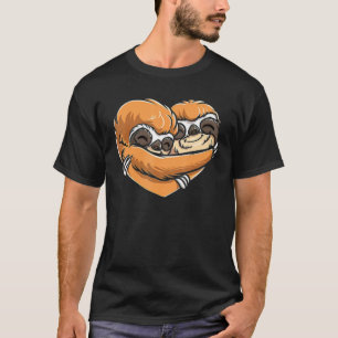 Happy Valentines Day Sloth Sloths Couple Hug Herz T-Shirt