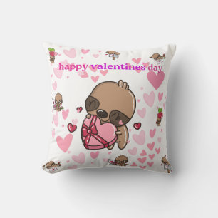 Happy Valentine's Day Sloth Throw Kissen