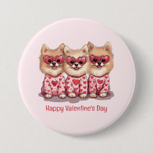 Happy Valentines Day Spitz Hunde Button