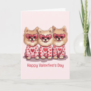 Happy Valentines Day Spitz Hunde Feiertagskarte