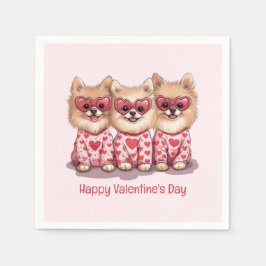 Happy Valentines Day Spitz Hunde Serviette