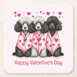 Happy Valentines Day Standard Poodle Hunde Rechteckiger Pappuntersetzer