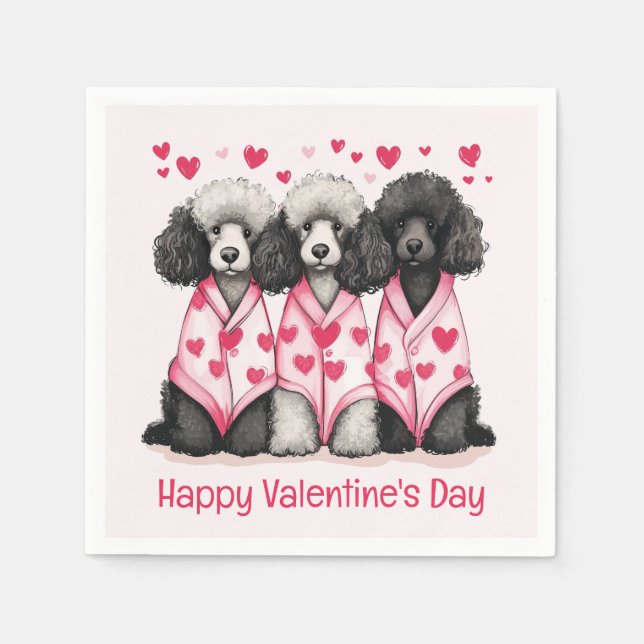 Happy Valentines Day Standard Poodle Hunde Serviette (Vorderseite)