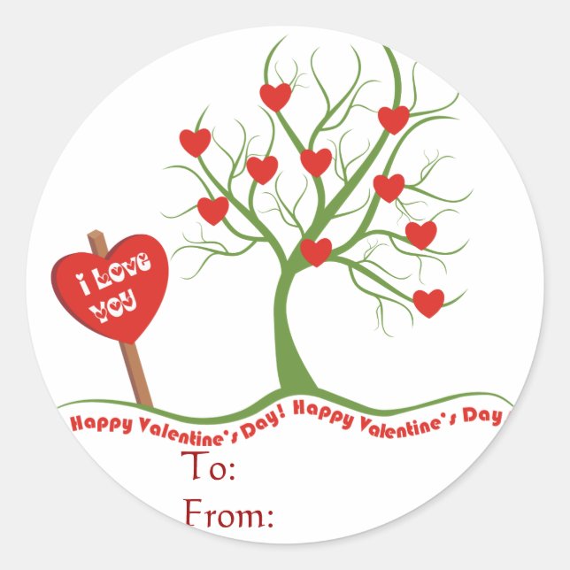 Happy Valentine's Day Sticker-Gift Tag Runder Aufkleber (Vorderseite)