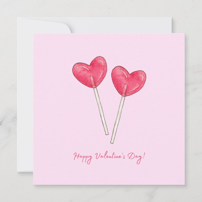 Happy valentine's day Sweet candy Herz Lollipop Einladung (Vorderseite)