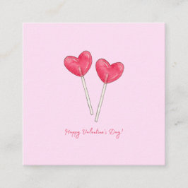 Happy valentine's day Sweet candy Herz Lollipop Quadratische Visitenkarte