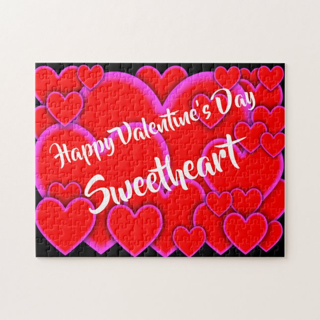 Happy Valentines Day Sweetheart Romantische Herzen (Horizontal)